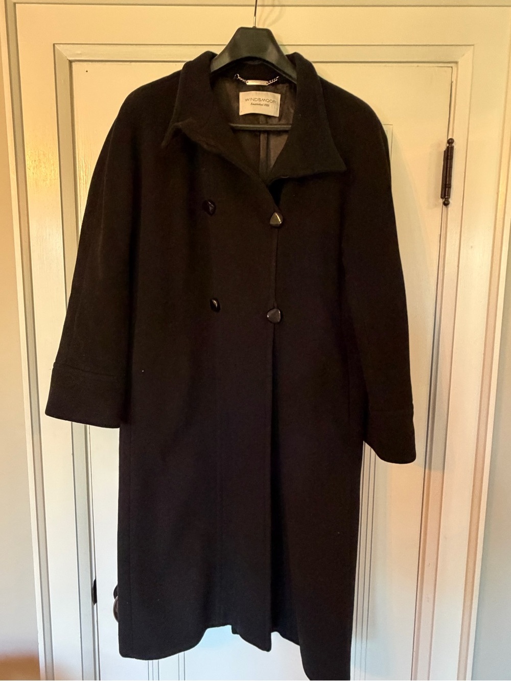 Windsor Black Double-Breasted Wool Pea Coat
